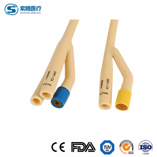 Disposable Hospital Medical Sterile 2 Way or 3 Way Silicone Coated Urinary Drainage Latex Foley Catheter for Male or Female Individual Package